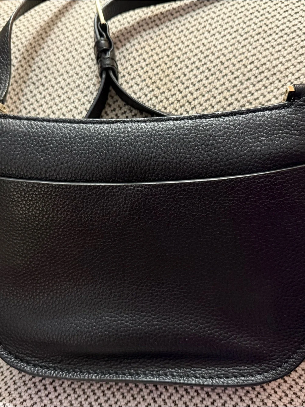 kate spade Black Leather Bag with Gold Grommet Trim